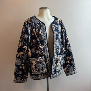 Wonderly Women's Quilted Floral Navy Jacket